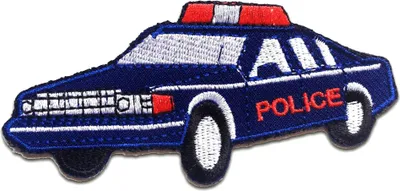 Produktbild von Polizeiauto Kinder - Aufnäher, Bügelbild, Aufbügler, Applikationen, Patches, Flicken, Zum Aufbügeln, Größe: 10.6 x 5.0 cm