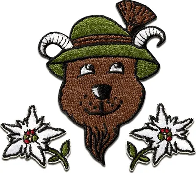 Obrázek produktu pro Sada Bear Gamsbarthut Tirol - nášivka, nažehlovací, nažehlovací obrázek, nášivka, nášivka, k nažehlení, velikost: různé velikosti