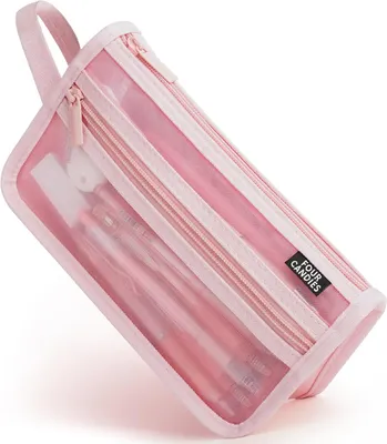 Produktbild von Federmäppchen Transparent Federtaschen Farbig Mäppchen Etui Stifte, Groß Etui Schule Zippered Desk Organizer Schlamppermäppche Damen Tasche Halter Schrein, Rosa