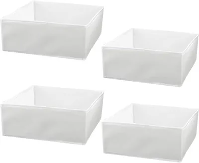 Produktbild von PolkaHome® 4er Set Aufbewahrungsboxen faltbar, Kleiderschrank Organizer Stoffboxen mit Deckel, Wäscheboxen für Kleidung, Weiß, Groß