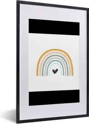 Produktbild von MuchoWow® Gerahmtes Poster Regenbogen - Herz - Tupfen - Pastell - Kinder 40x60 cm - Poster mit Schwarzem Bilderrahmen Wandposter Rahmen Foto Bilder - Poster in Rahmen