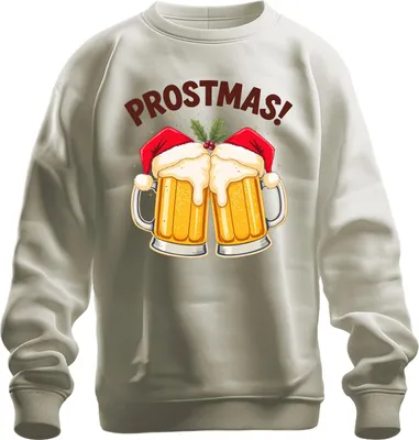 Produktbild von Prostmas Bierkrug Weihnachtsmann Bier Weihnachten lustig Geschenk Uni Sweatshirt Pullover, Natur, M