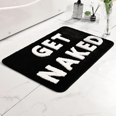 Produktbild von Beiger Badteppich, bunte Badematte, rutschfest, waschbar, lustige Badematte, weiche Mikrofaser-Duschmatte, saugfähige Badematte, 50 x 80 cm