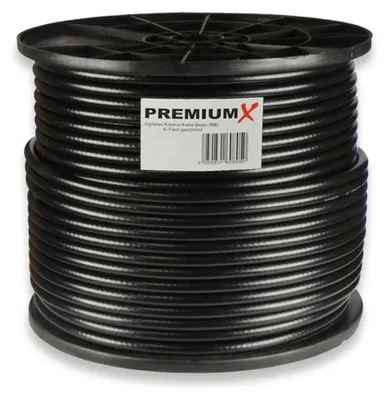 Produktbild von PremiumX 100m BASIC Koaxialkabel schwarz 135dB 4-fach CCS SAT Kabel