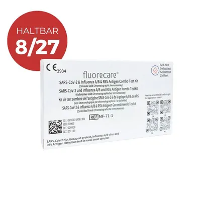 Produktbild von fluorecare® 4in1 SARS-CoV-2, Influenza A/B, RSV Combo Selbsttest – 10 Stk./1er Box | CE 2934