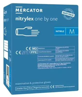 Produktbild von Einweghandschuhe Mercator One by one Nitril blau Größe M 200 Stück für Hygiene