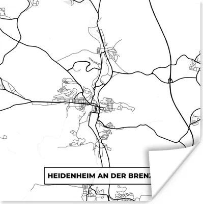 Produktbild von MuchoWow® Poster Heidenheim an der Brenz - Karte - Stadtplan 75x75 cm - Wand Dekoration