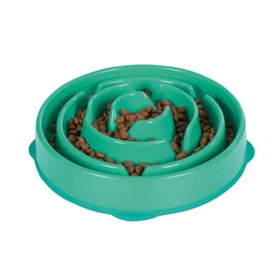 Obrázok produktu pre Outward Hound Anti Gulping Dog Bowl Slo Bowl Blue Green 1578