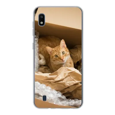 Produktbild von MuchoWow® Handyhülle Schutzhülle Hülle für Samsung Galaxy A10 Katze - Box - Rot Silikon Softcase Handy Hülle - Schutzhülle