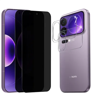 Produktbild von 2-Pack Xiaomi 17 Pro Max Displayschutzfolie Privacy & 2-Pack Kameraschutz - Gehärtetes Glas 9H - Super Qualität 3D