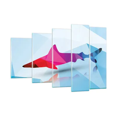 Produktbild von Bilder auf glas - Hai Illustration modern Grafik - 150x100cm - Glasbilder - Wandbilder - Kunstdruck - zum Aufhängen bereit - Wanddekoration aus Glas - Glas Bilder - Wandbild auf Glas - GEG150x100-2813