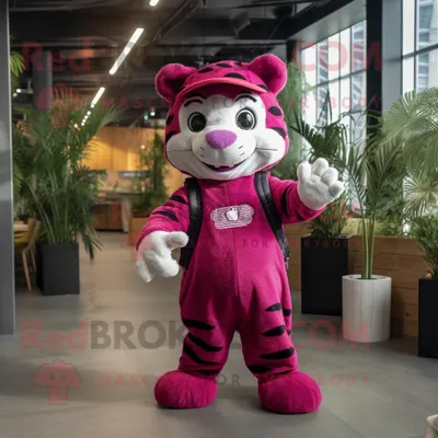 Obrázek produktu pro Postava REDBROKOLY maskota purpurového tygra v kostýmu Dungarees a Beanies