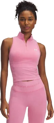 Image de Under Armour - Haut sans manches pour femmes, avec fermeture éclair courte, Délavé, Sans manches GT9386 (34-36 UE) (Rose)