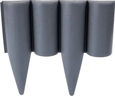 A close-up studio shot of a gray garden border made of plastic.