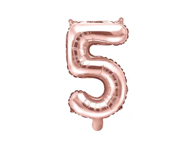 Zdjęcie produktu dla Balon foliowy Cyfra '5', 35cm, różowe złoto