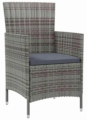 Produktbild von vidaXL Gartenstühle mit Kissen 4 Stk. Poly Rattan Grau