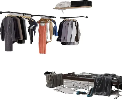 Produktbild von Kleiderständer, Industriedesign, platzsparende Aufbewahrungslösung, Schwarz, L