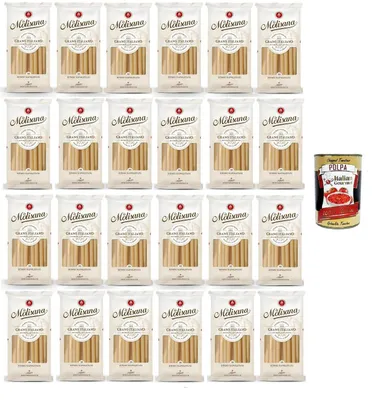 Produktbild von La Molisana Zitoni Napoletani N. 10 Pasta Lenta Lavorazione Teigwaren aus Hartweizengrieß Bronze-Zeichnung 24x 500g + Italian Gourmet Polpa 400g