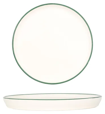 Zdjęcie produktu dla Talerz deserowy Rinart - Zielony brzeg - Porcelana - 17 cm