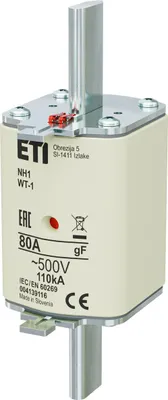Obrázok produktu pre Poistková vložka - NH1/WT-1 gF 80A/500V - rýchločinná