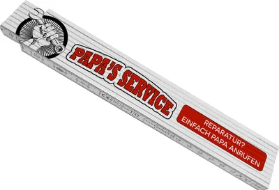 Produktbild von Papa's Service Meterstab aus Holz mit Werkstattmotiv