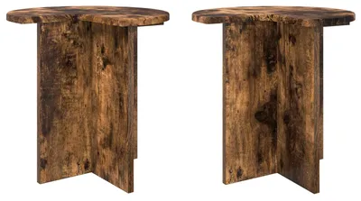Obrázek produktu pro vidaXL Odkládací stolek s úložným prostorem, 2 ks, kouřový dub, Ø 39 x 38 cm