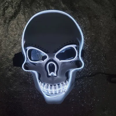 Zdjęcie produktu dla Maska na Halloween ze światłami LED, upiorna głowa ducha, świecąca maska, maskarada, imprezy, maska, karnawał, przebranie, dekoracja kostiumu cosplay