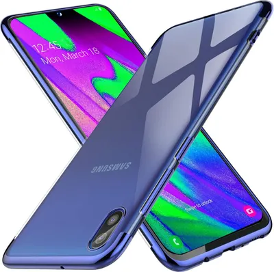 Produktbild von TPU Hülle für Samsung Galaxy A10 Case Silikon Cover Transparent mit Farbrand Handyhülle