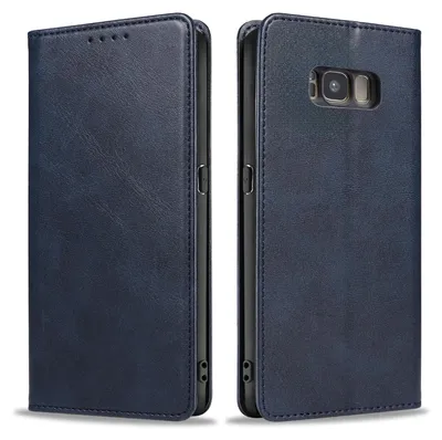 Produktbild von Handyhülle für Samsung Galaxy S8 Kunstleder Flip Cover Hülle Klapphülle Case Kartenfach Farbe: Blau