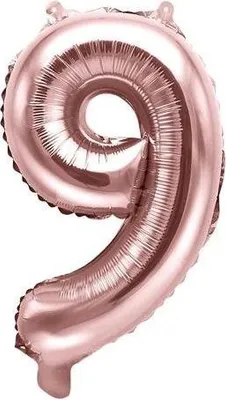 Zdjęcie produktu dla Balon foliowy Cyfra '9', 35cm, różowe złoto