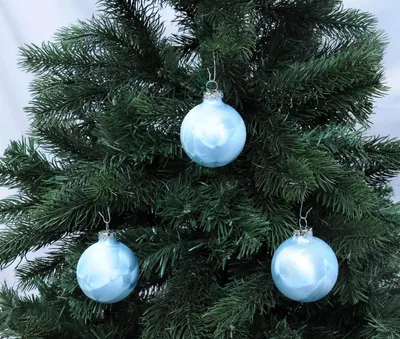 Produktbild von JACK 12x Glas Eislack Christbaumkugeln 6cm Thüringer Weihnachtskugeln Kugeln, Farbe:Himmelblau Eislack