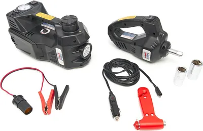 Produktbild von HBM Elektrischer 12-Volt-1,5-Tonnen-Wagenheber mit LED-Beleuchtung inklusive 12-Volt-Schlagschrauber