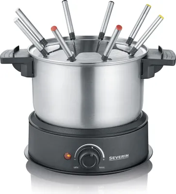 Produktbild von Severin FO 2470, 8 Person(en), 1,4 l, Schwarz, Edelstahl, Rund, Edelstahl, Drehregler