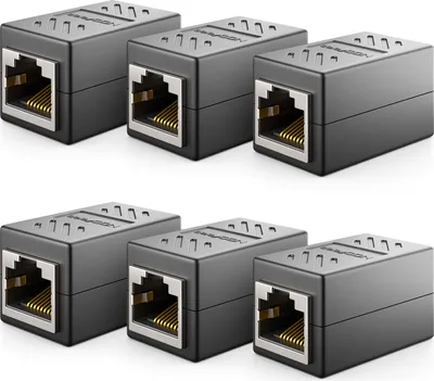 Produktbild von deleyCON 6 Stück RJ45 Kupplung (1000 Mbit) Gigabit LAN Kabel Verlängerung Netzwerkkabel Ethernet Adapter Verbinder Kompatibel zu Cat8, Cat7, Cat6, Cat5 Patchkabel DSL POE 2X RJ45 Buchse - Schwarz