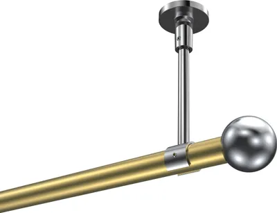 Produktbild von Interdeco Gardinenstange / Vorhangstange Messing-Optik / Chrom, Typ Sonette Luino (Kugel) ohne Ringe, Deckenmontage, 20 mm Ø 1-läufig, 360 cm