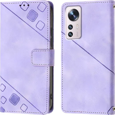 Produktbild von Hülle für Xiaomi 12 Pro Prägung Flip Leder Brieftasche Schutzhülle mit Ständer Lila
