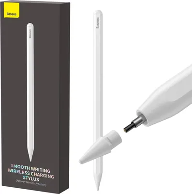 Image de Baseus Stylus avec chargement sans fil pour Ipad Blanc + embout de remplacement