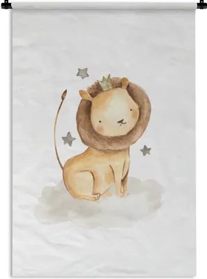 Produktbild von MuchoWow® Wandteppich Wandbehang Löwe - Sterne - Krone 120x180 cm Tapisserie Dekoration Wandtuch - Schlafzimmer - Dekorationen für das Haus