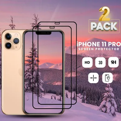 Zdjęcie produktu dla 2-pak Apple iPhone 11 PRO - Szkło hartowane 9H - Wysokiej jakości osłona ekranu 3D