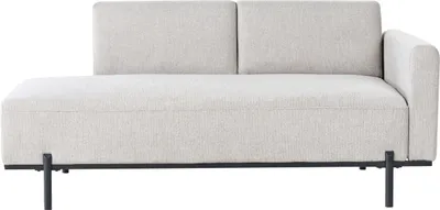 Produktbild von BELIANI Chaiselongue Rechtsseitig Hellgrau Stoffbezug in Leinenoptik mit Armlehne Schwarzes Metallgestell Modernes Design Liegesofa Recamière Longchair