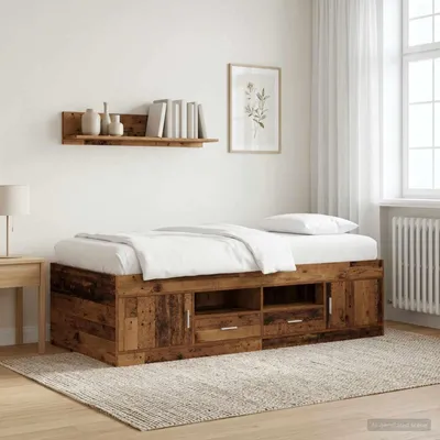 Immagine prodotto di Letto matrimoniale "Exclusive" con contenitore e struttura in legno massello, dimensioni 80 x 200 cm, realizzato in legno composito