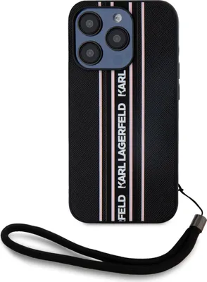 Produktbild von Karl Lagerfeld, Saffiano-Athleisure-Hülle mit Trageriemen für iPhone 15 Pro, Schwarz
