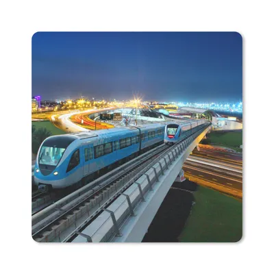 Produktbild von MuchoWow® Mauspad Mousepad Zug am Abend 20x20 cm - Mousepads - Maus Mat - Pad - Mausunterlage - Desk Mat - Bureauartikeln