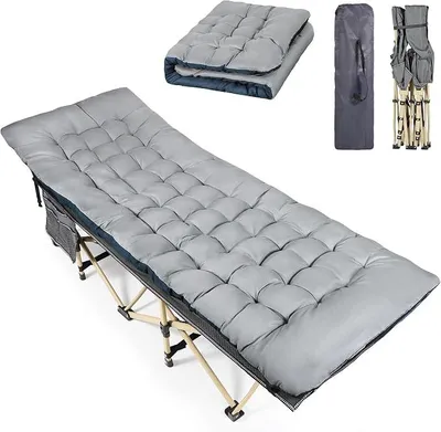 Imagen del producto de Cama plegable para camping con colchón, tamaño XXL, 190x71 cm