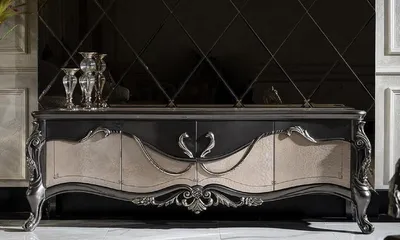 Produktbild von Casa Padrino Luxus Barock TV Schrank Dunkelgrau / Beige / Gold - Prunkvolles Wohnzimmer Sideboard mit 4 Türen - Barock Wohnzimmer Möbel
