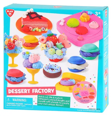 Produktbild von Playgo Dessertfabrik-Knetmasse – 4 Töpfe mit Knetmasse