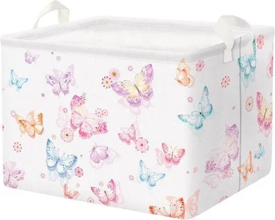 Imagen del producto de Caja de juguetes Lila de 36 litros con asa y estampado floral