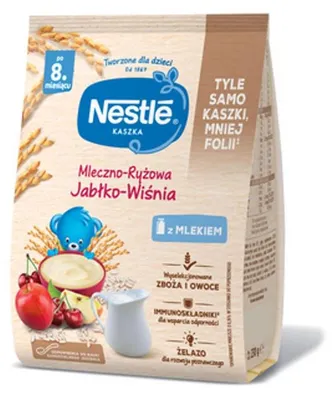 Obrázok produktu pre Nestlé Kaszka mleczno-ryżowa jabłko-wiśnia - Dla dzieci po 8. miesiącu - 230 g