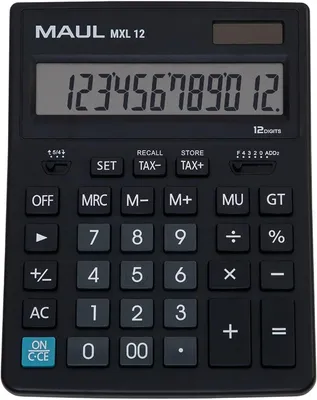 Obrázek produktu pro MAUL stolní kalkulačka MXL 12 LCD displej 1 řádek, 12 číslic Solární baterie 20,5 x 15,5 x 3,5 cm černá