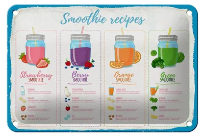 Produktbild von Blechschild Rezept Smoothie Recipe Berry Orange 18x12cm Dekoration
